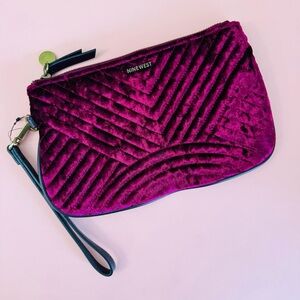 NWOT Nine West Velvet Quilted Wristlet Clutch – Burgundy / Plum